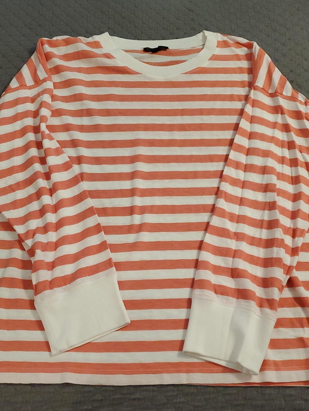 J Crew Peach And White Ringer Tee